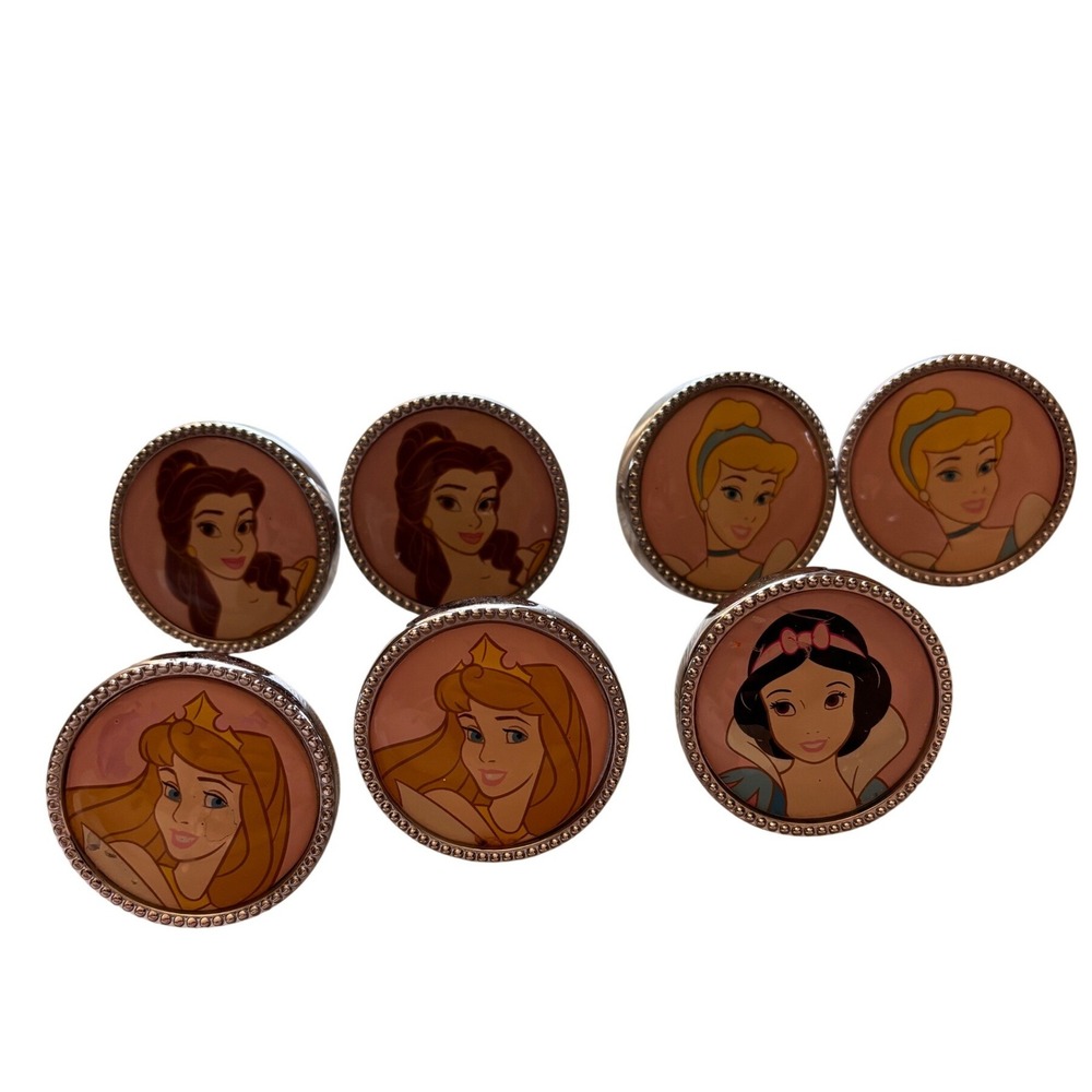 Disney Princess Drawer Knobs Set of 7 Belle Cinderella Aurora Snow White Pink
